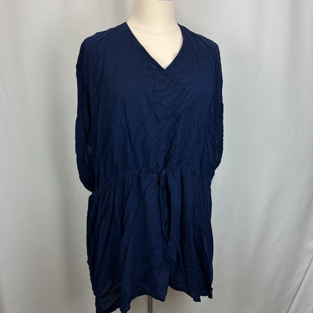 Lands end deep sea navy swim cover up 3X lightweight